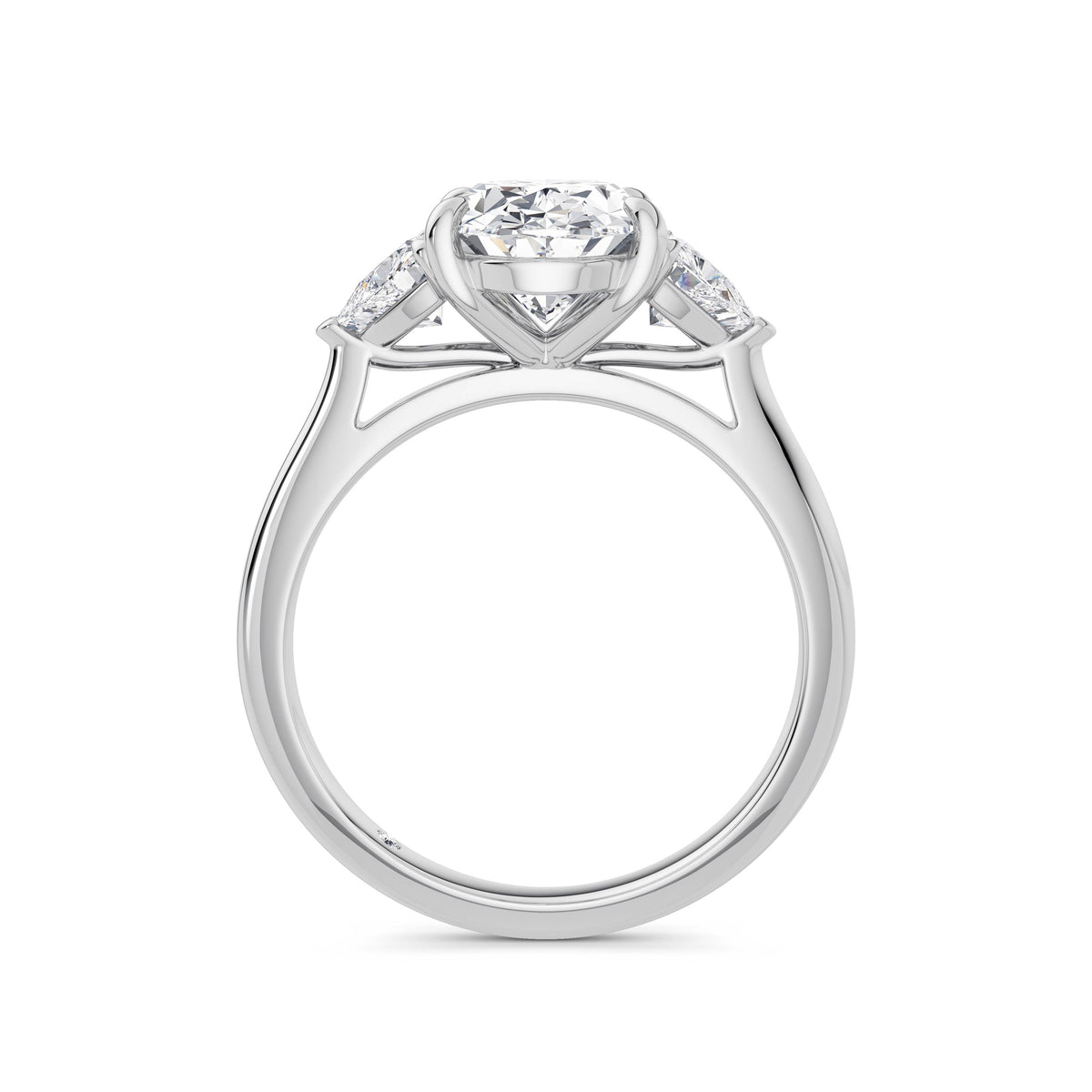 Martha 18k White Gold Oval Trilogy