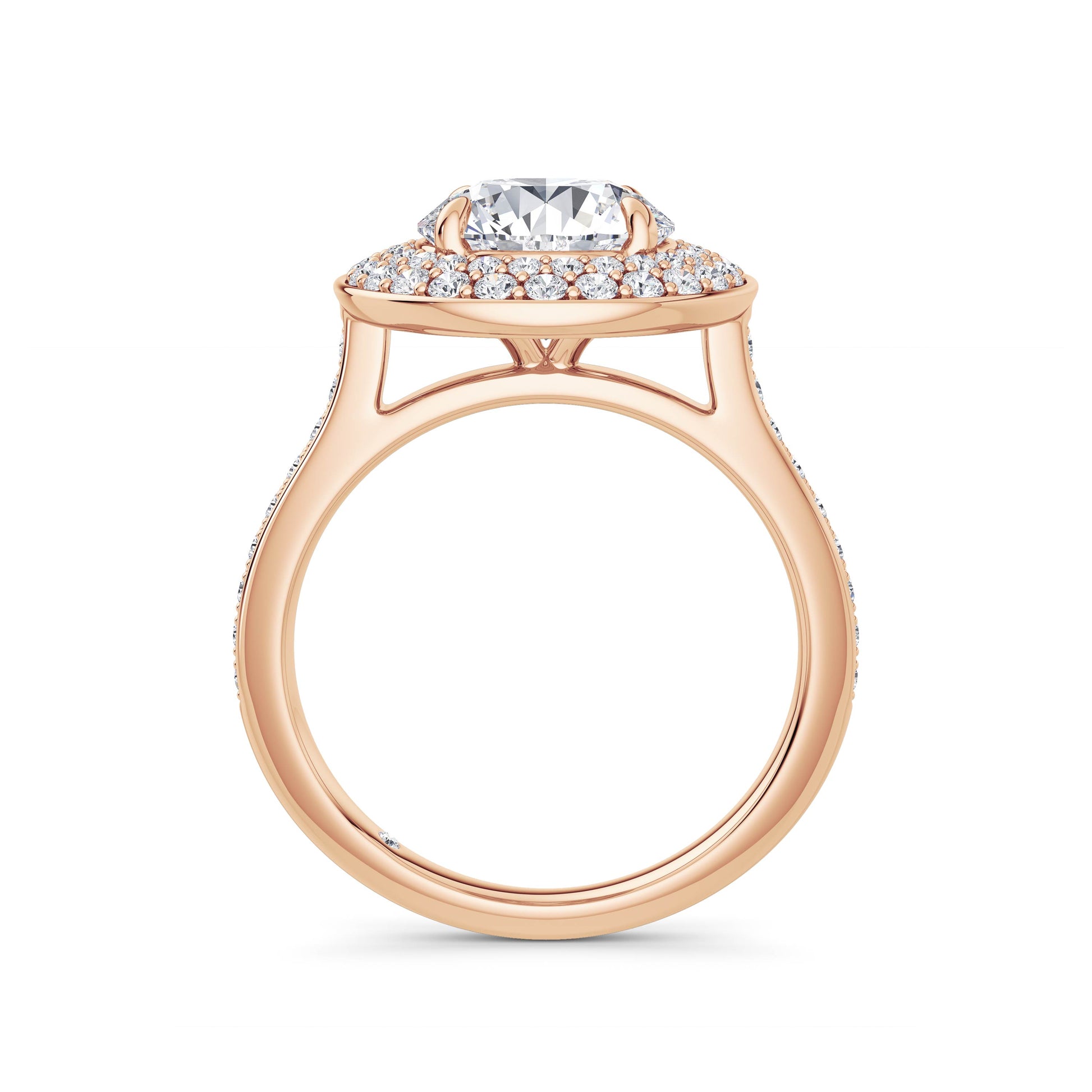 Martha 18k Rose Gold Round Halo