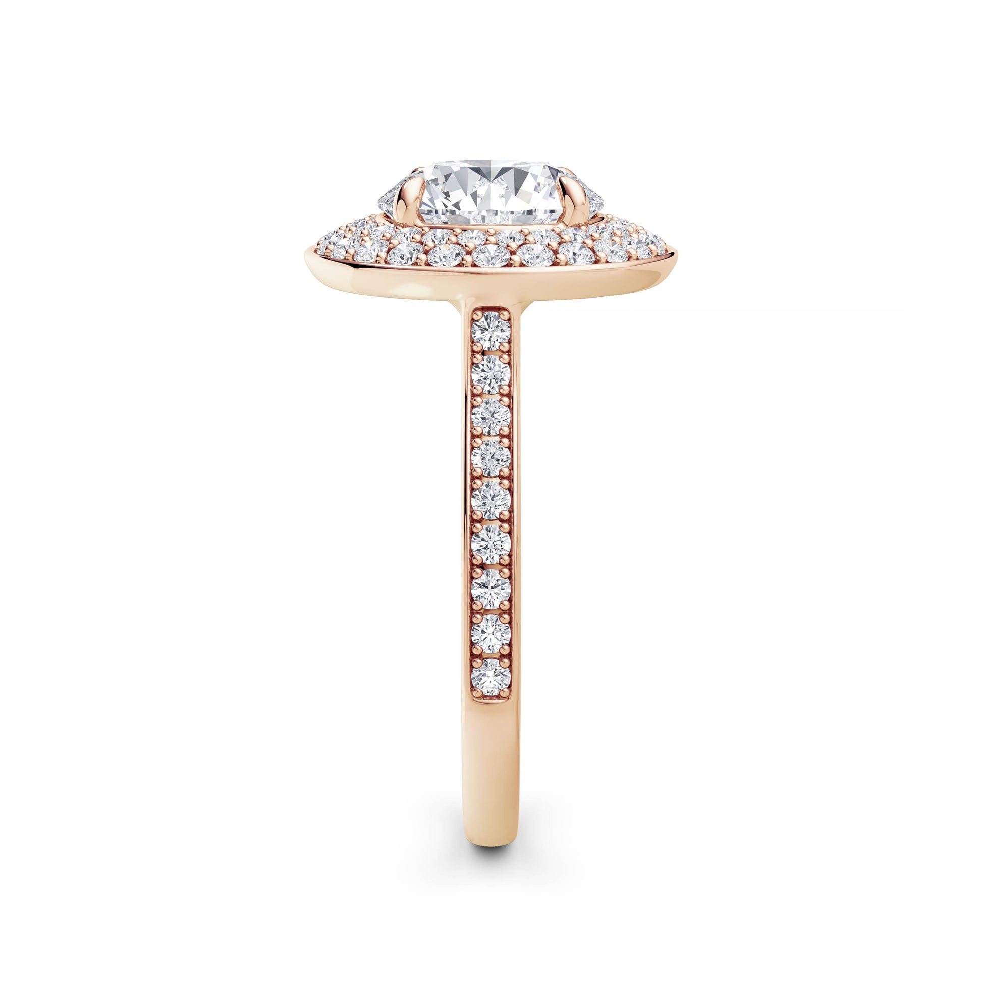 Martha 18k Rose Gold Round Halo