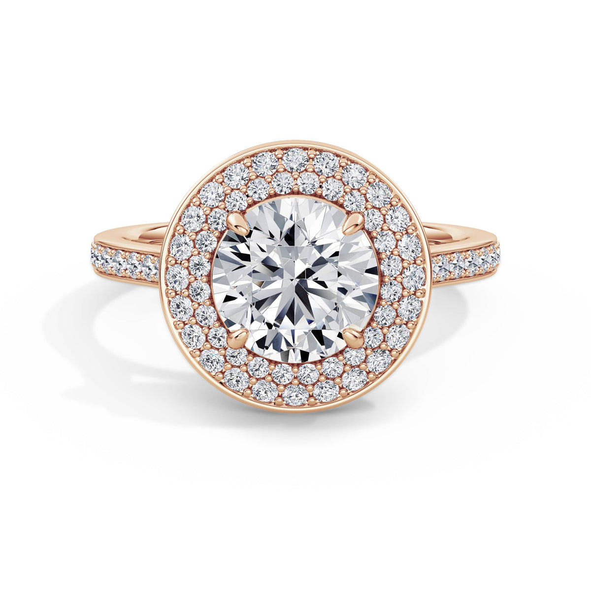 Martha 18k Rose Gold Round Halo
