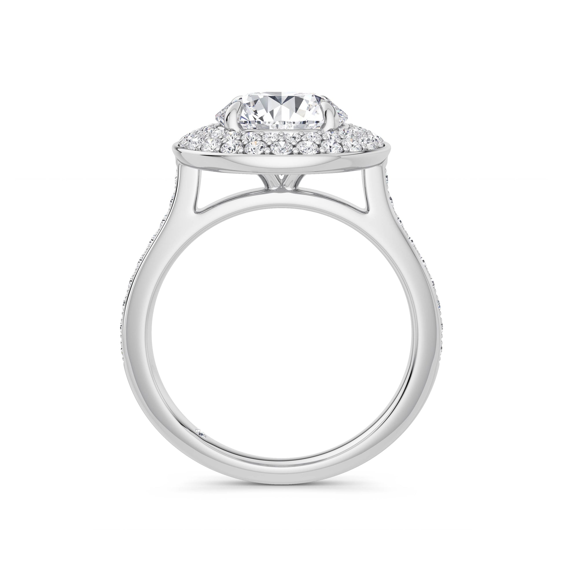 Martha 18k White Gold Round Halo