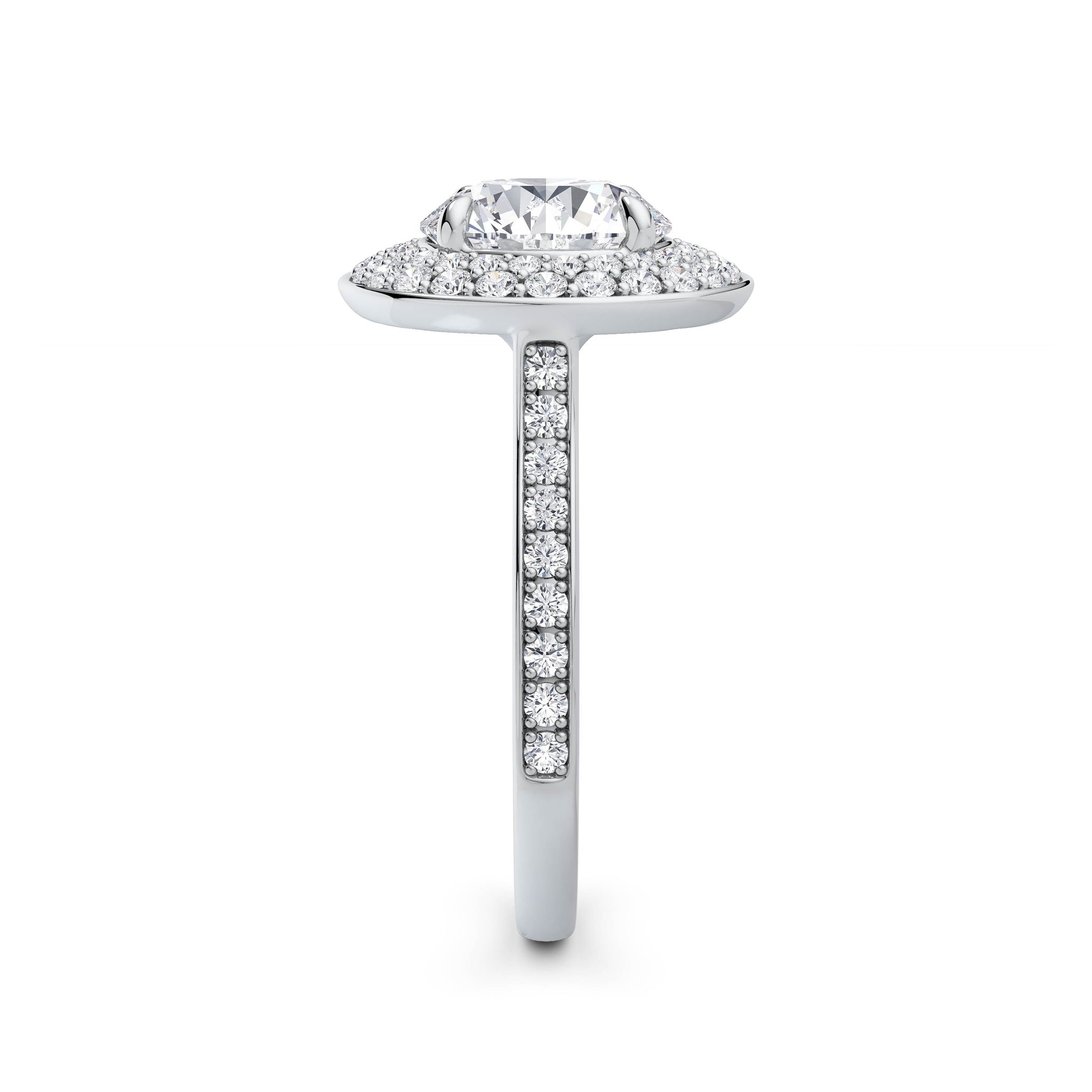 Martha 18k White Gold Round Halo