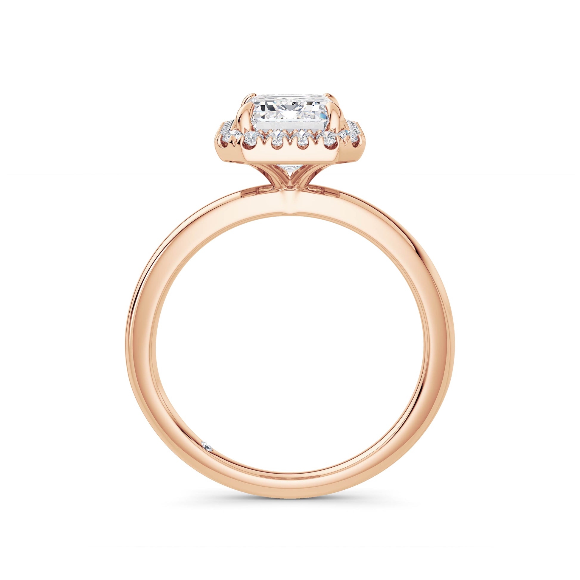 Millie 18k Rose Gold Emerald Halo