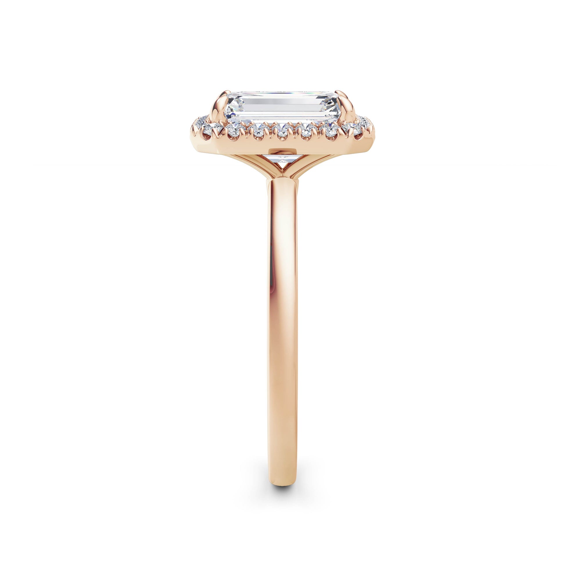 Millie 18k Rose Gold Emerald Halo