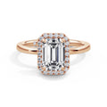 Millie 18k Rose Gold Emerald Halo