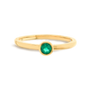 Round Green Emerald Bezel Yellow Gold Fashion Ring