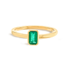 Emerald Green Emerald Bezel Yellow Gold Fashion Ring