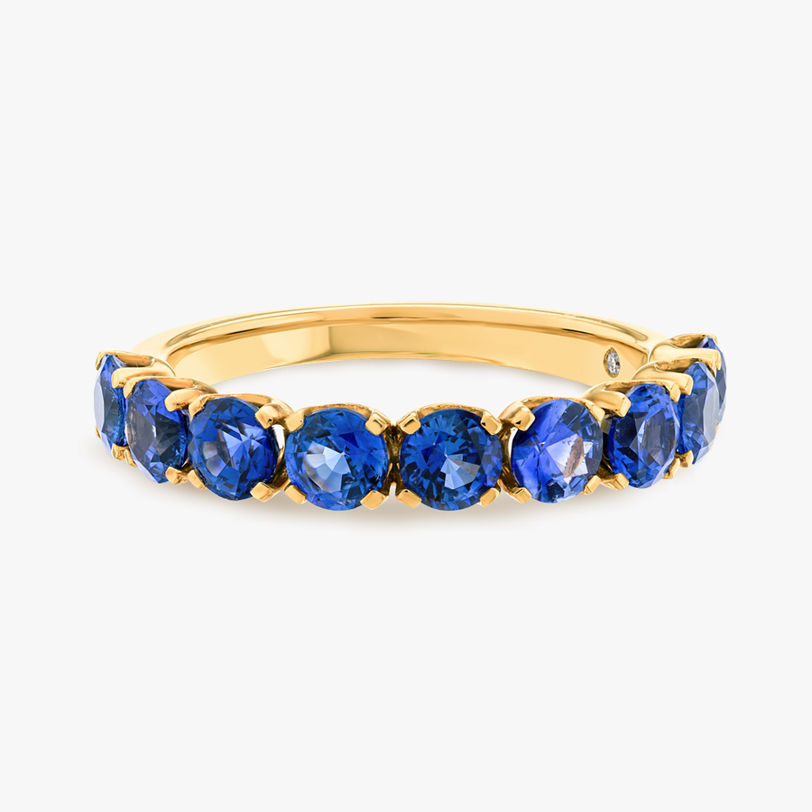 Blue Sapphire 9-Stone White Gold Fashion Ring