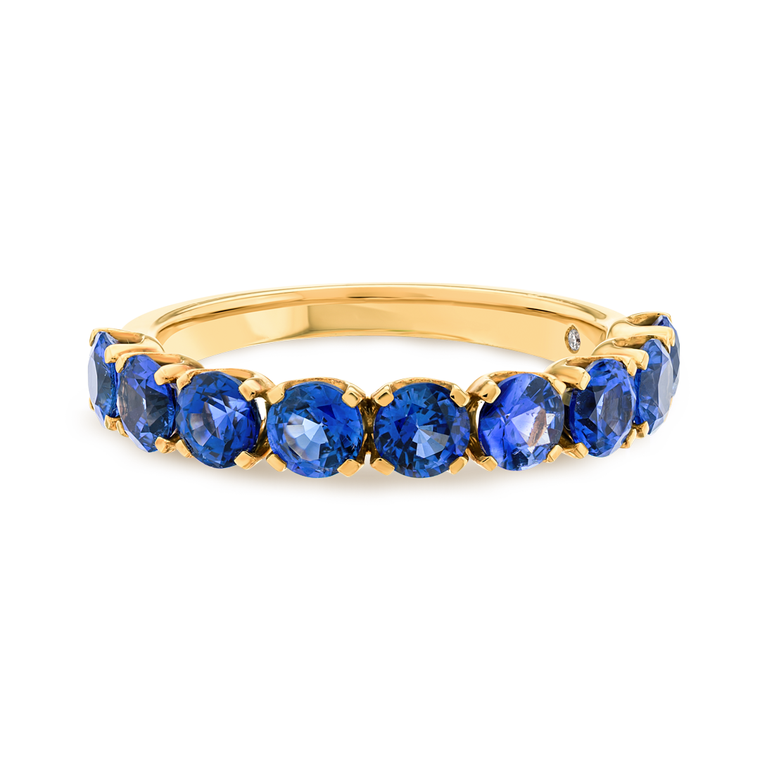 Blue Sapphire 9-Stone White Gold Fashion Ring