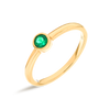 Round Green Emerald Bezel Yellow Gold Fashion Ring