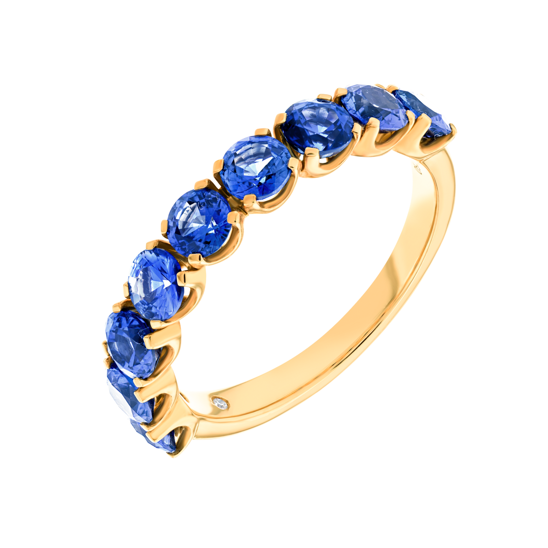 Blue Sapphire 9-Stone White Gold Fashion Ring