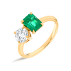 Emerald & Diamond Toi n Moi Yellow Gold Fashion Ring