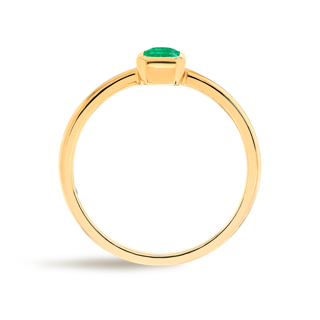 Emerald Green Emerald Bezel Yellow Gold Fashion Ring