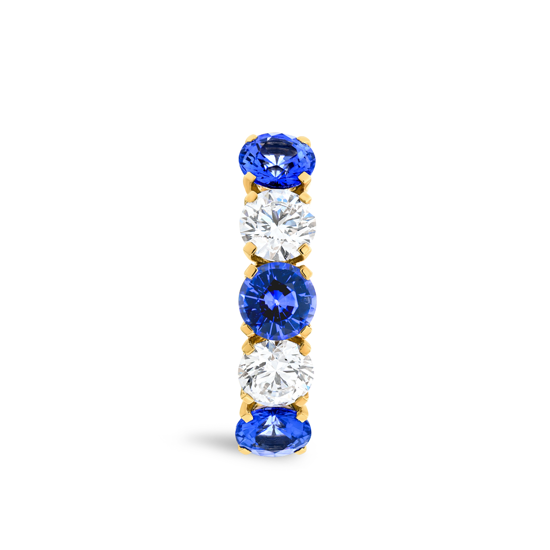 Blue Sapphire & Diamond 5-Stone White Gold Fashion Ring