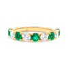 Green Emerald & Diamond 9-Stone Yellow Gold Fashion Ring