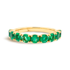 Green Emerald 9-Stone Yellow Gold Fashion Ring