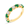 Green Emerald & Diamond 9-Stone Yellow Gold Fashion Ring