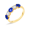 Blue Sapphire & Diamond 5-Stone White Gold Fashion Ring