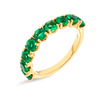 Green Emerald 9-Stone Yellow Gold Fashion Ring