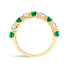 Green Emerald & Diamond 9-Stone Yellow Gold Fashion Ring