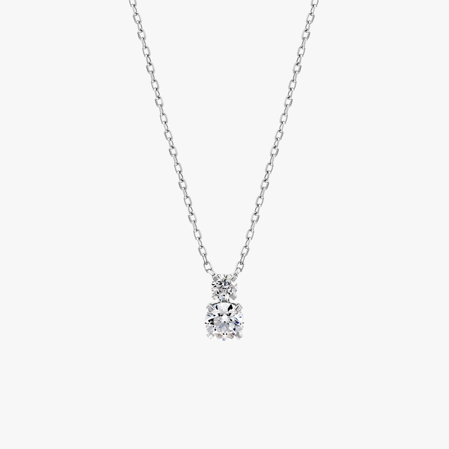 Duo Drop Natural Diamond Pendant White Gold