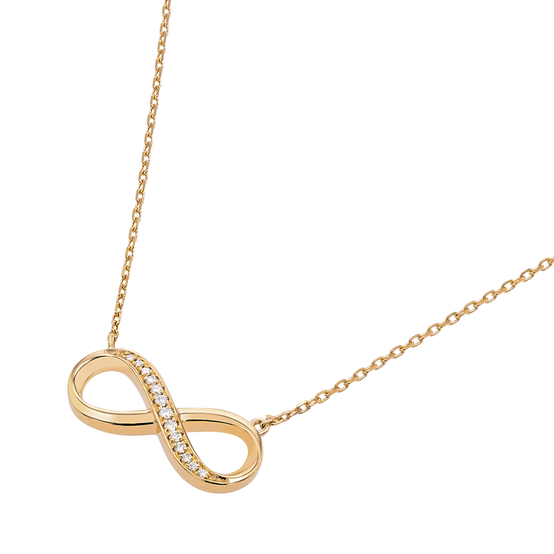 Infinity Natural Diamond Pendant Yellow Gold