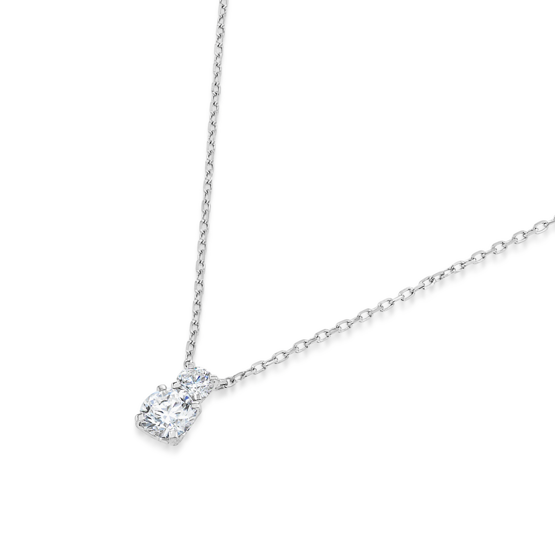Duo Drop Natural Diamond Pendant White Gold