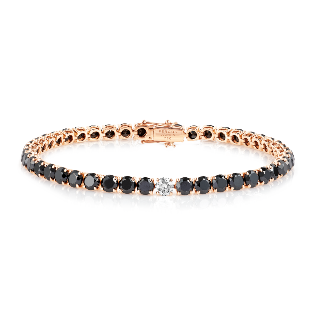 13ct Natural Black Diamond Tennis Bracelet Rose Gold