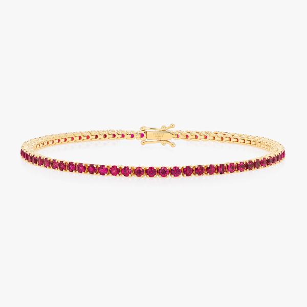 2ct Natural Ruby Tennis Bracelet Yellow Gold