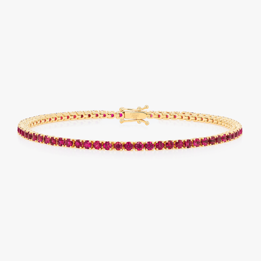 2ct Natural Ruby Tennis Bracelet Yellow Gold