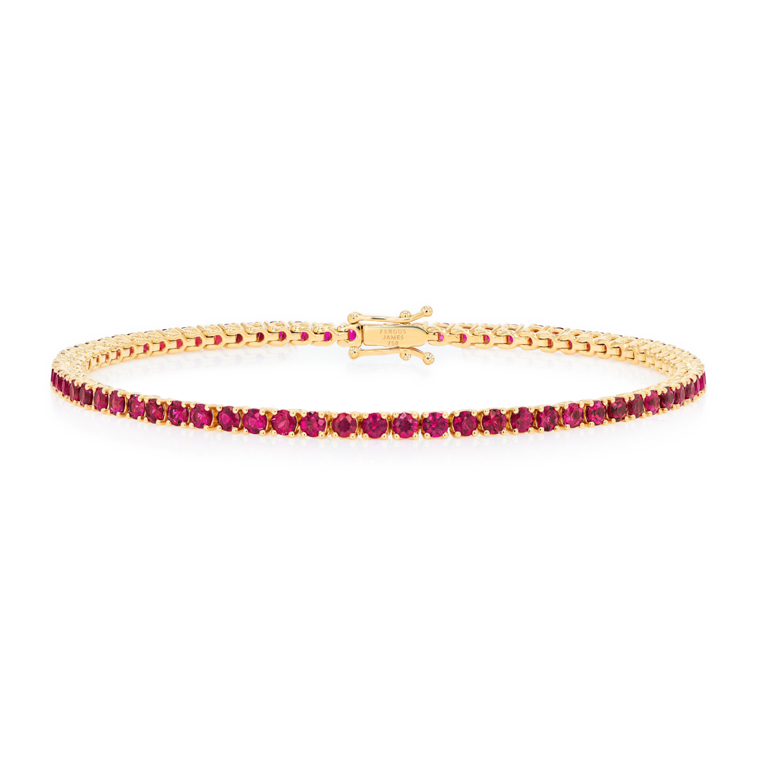 2ct Natural Ruby Tennis Bracelet Yellow Gold