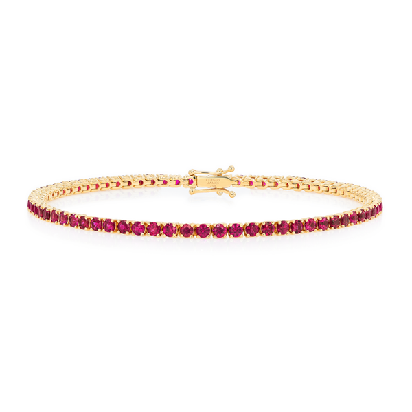 2ct Natural Ruby Tennis Bracelet Yellow Gold