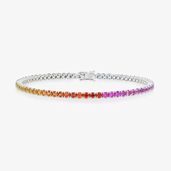 2ct Natural Rainbow Sapphire Tennis Bracelet White Gold