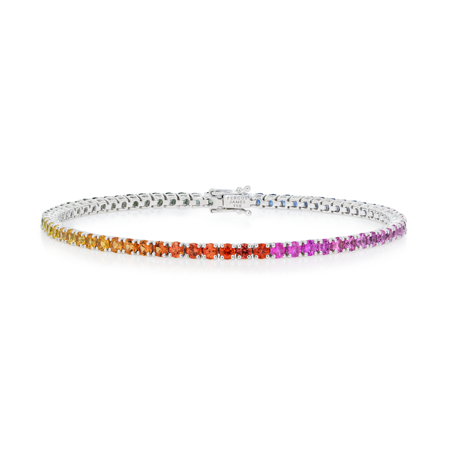 2ct Natural Rainbow Sapphire Tennis Bracelet White Gold