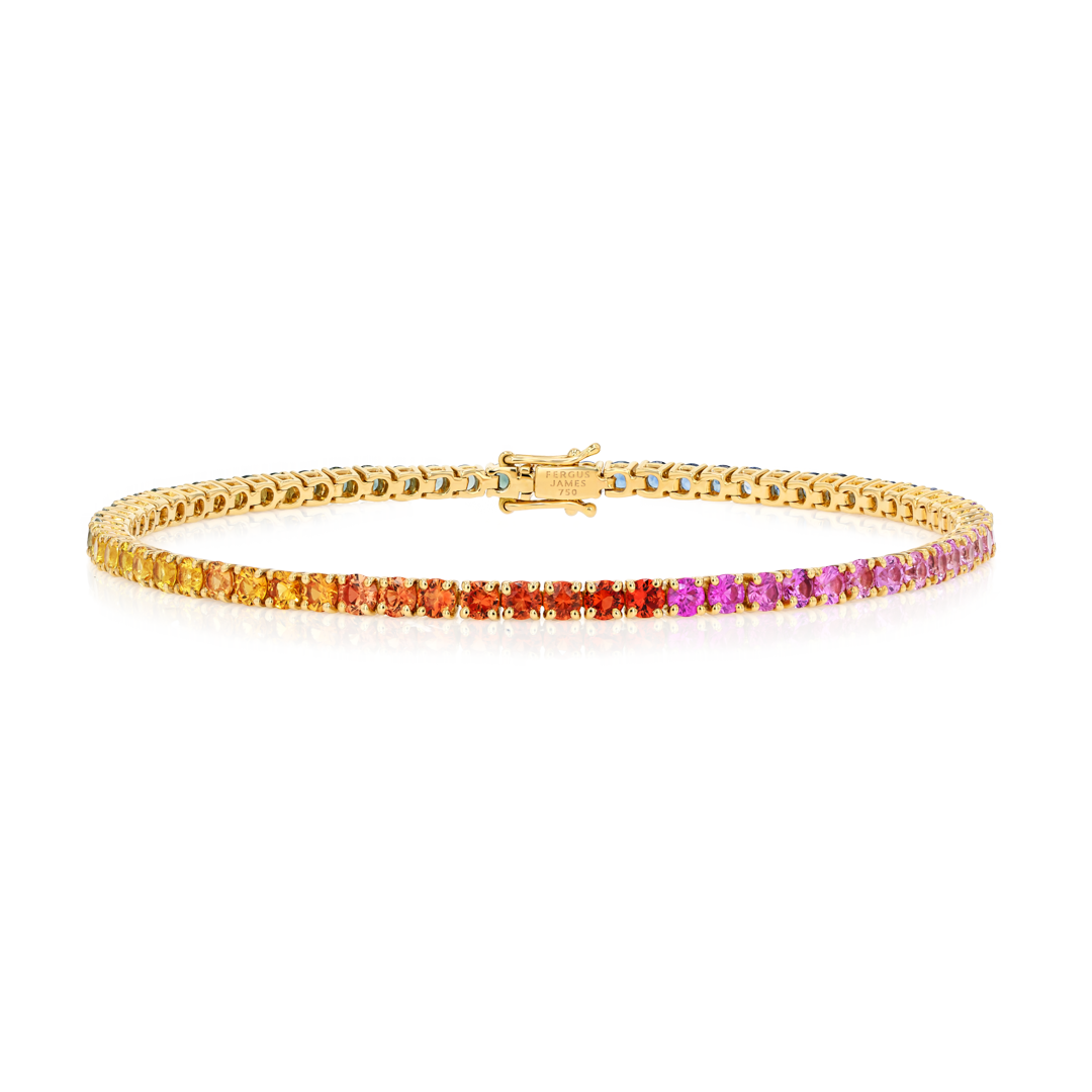 2ct Natural Rainbow Sapphire Tennis Bracelet Yellow Gold