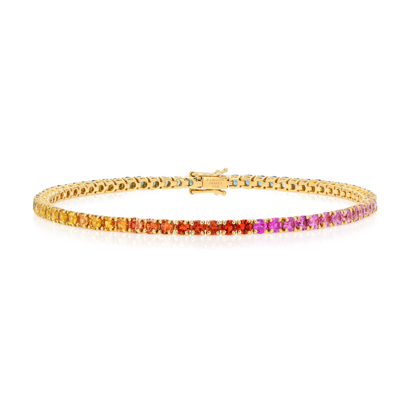 2ct Natural Rainbow Sapphire Tennis Bracelet Yellow Gold