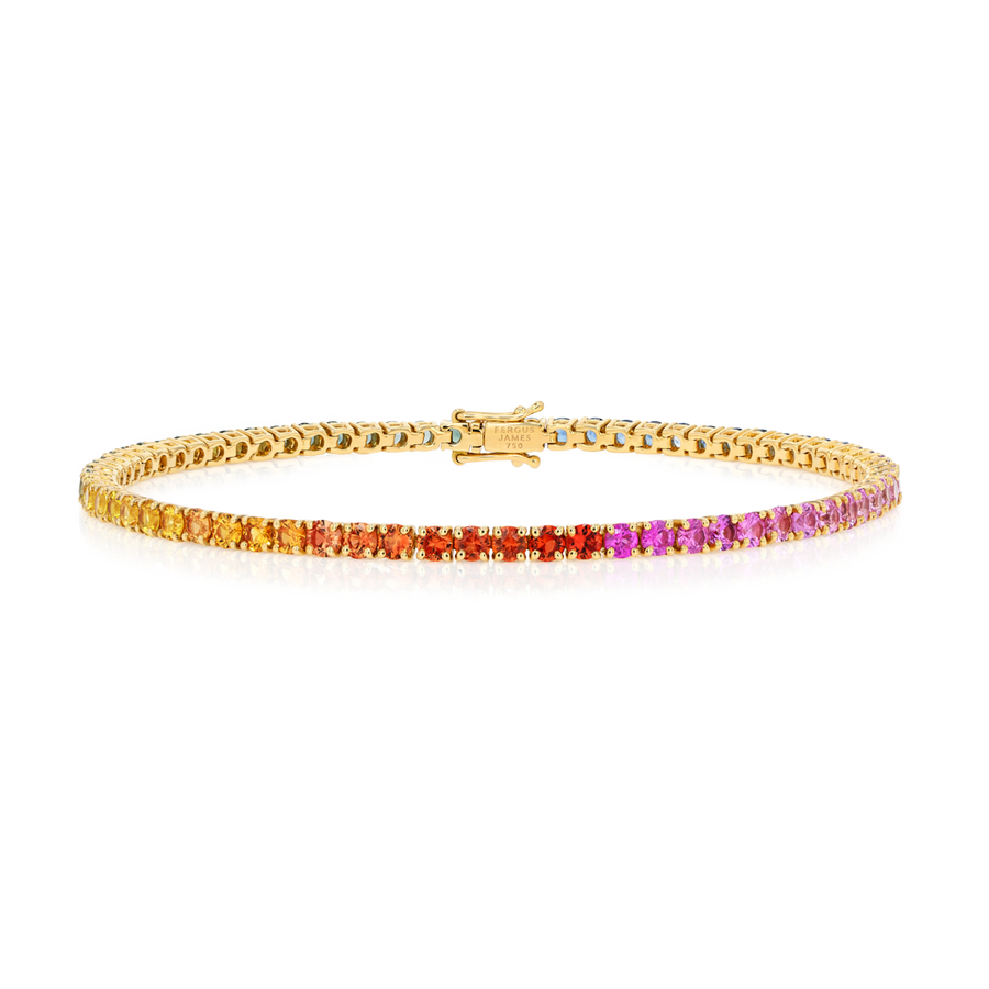 2ct Natural Rainbow Sapphire Tennis Bracelet Yellow Gold