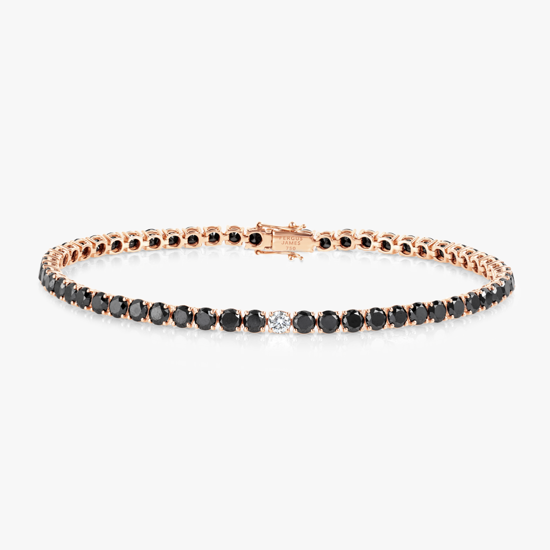 4ct Natural Black Diamond Tennis Bracelet Rose Gold