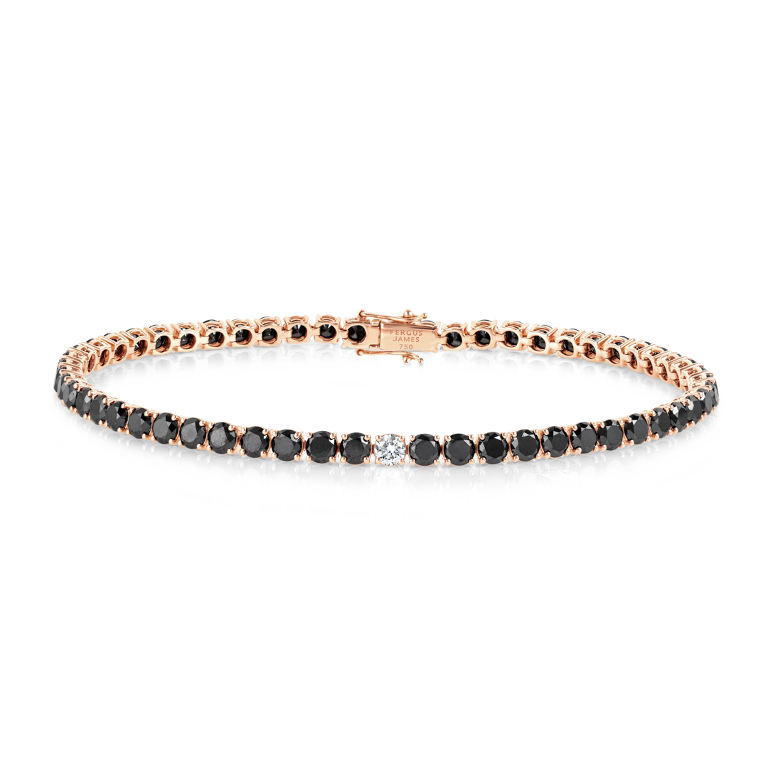 4ct Natural Black Diamond Tennis Bracelet Rose Gold