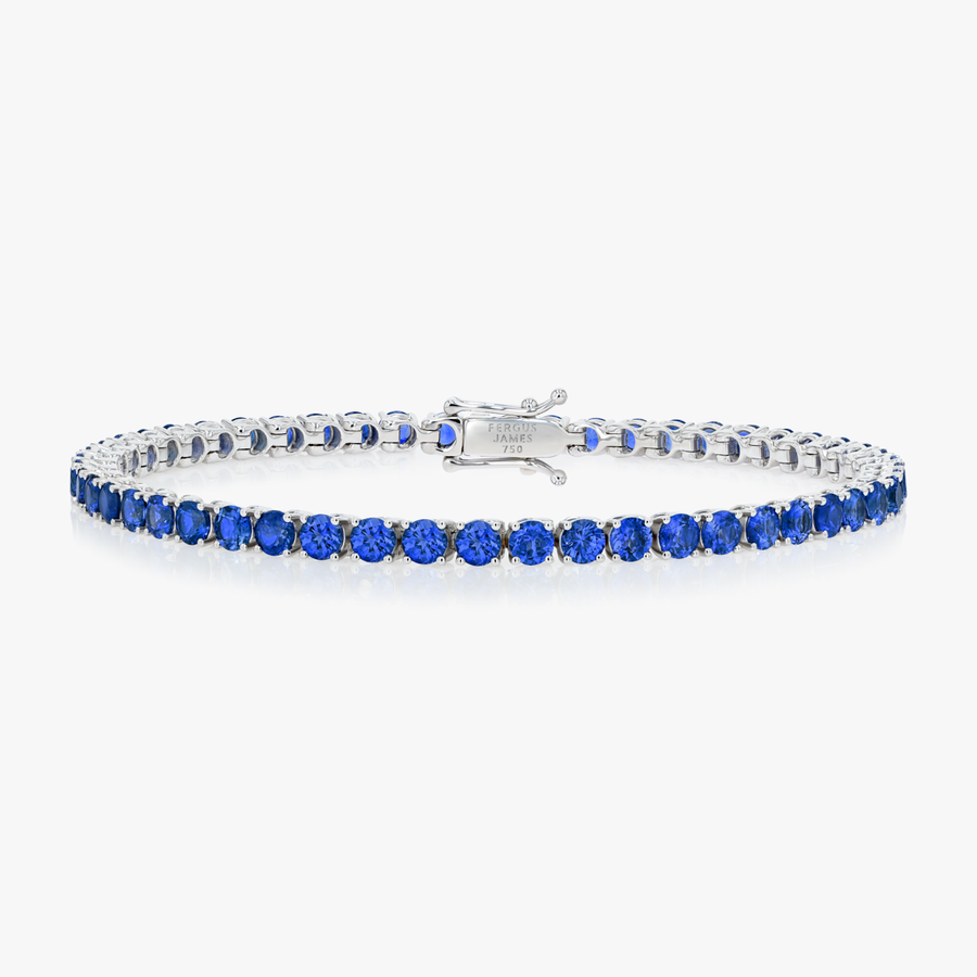 4ct Natural Blue Sapphire Tennis Bracelet White Gold