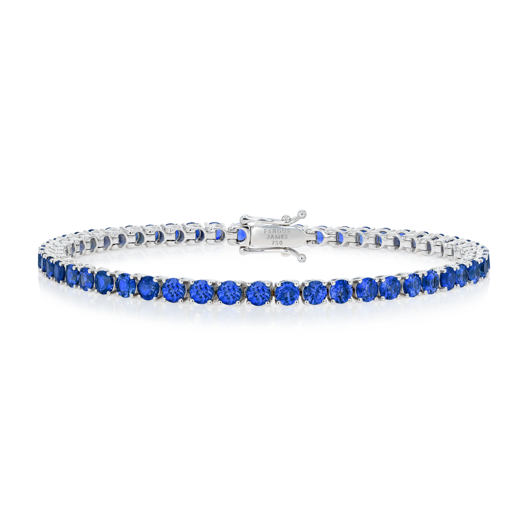 4ct Natural Blue Sapphire Tennis Bracelet White Gold