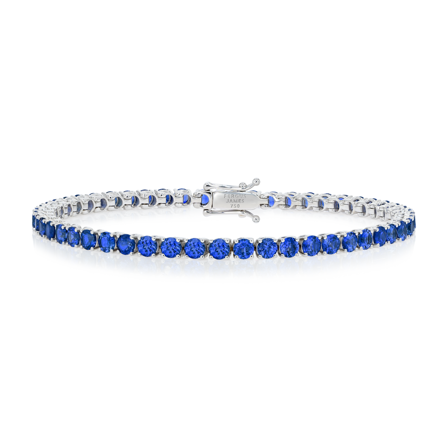4ct Natural Blue Sapphire Tennis Bracelet White Gold