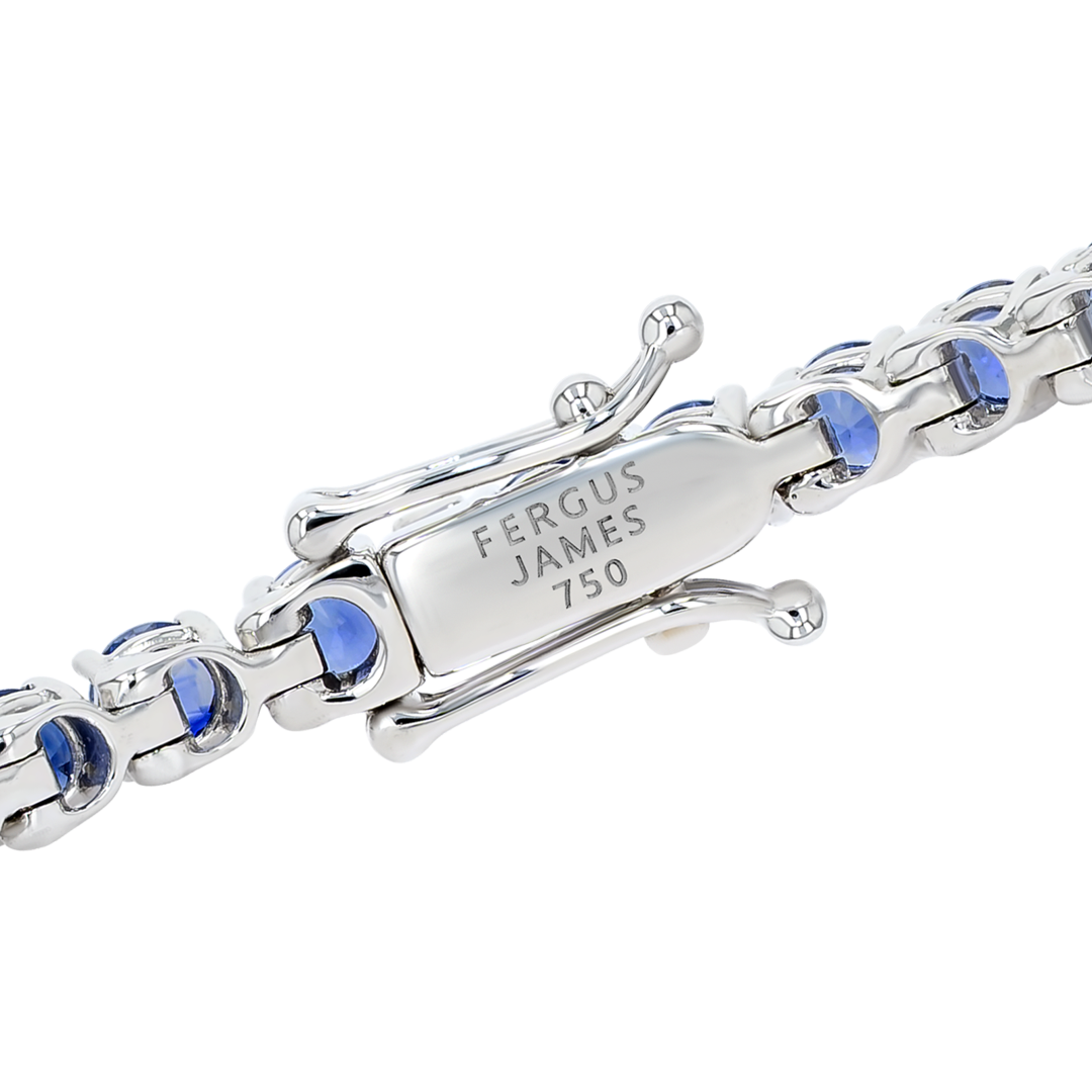 4ct Natural Blue Sapphire Tennis Bracelet White Gold