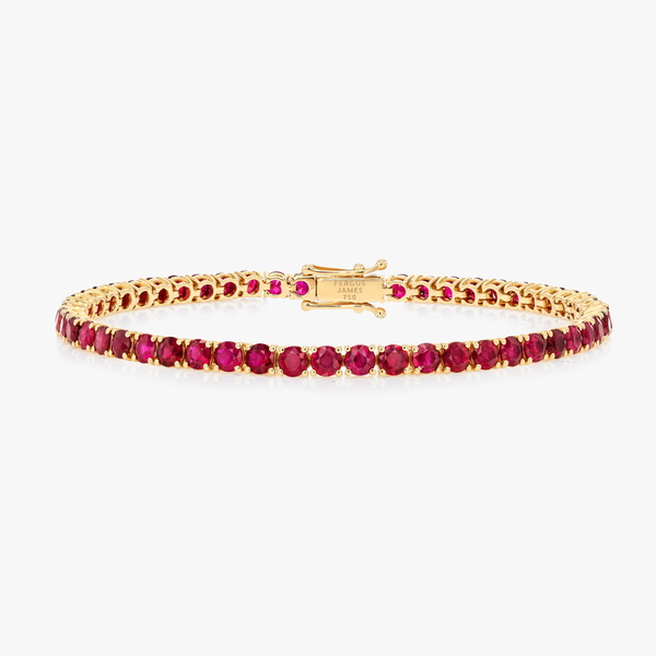 4ct Natural Ruby Tennis Bracelet Yellow Gold