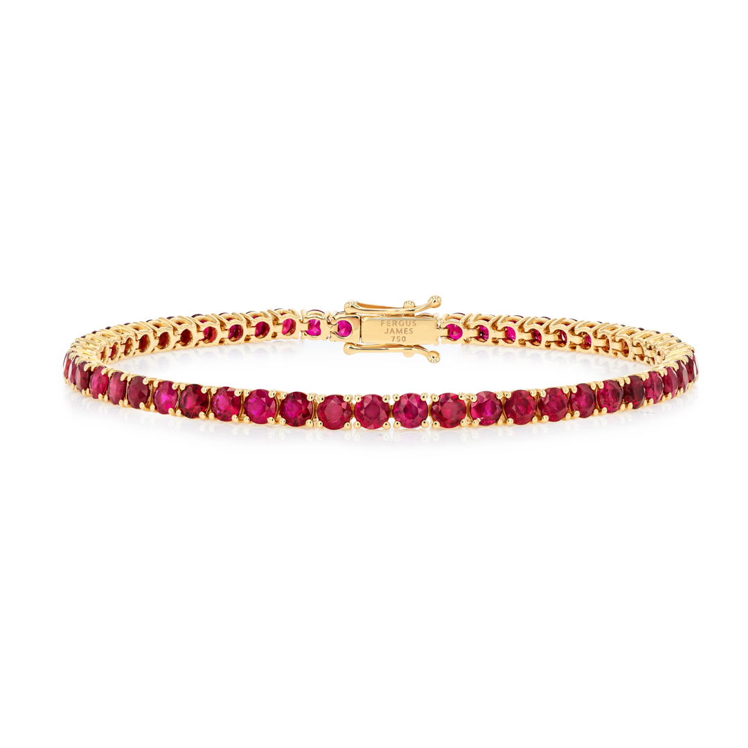4ct Natural Ruby Tennis Bracelet Yellow Gold