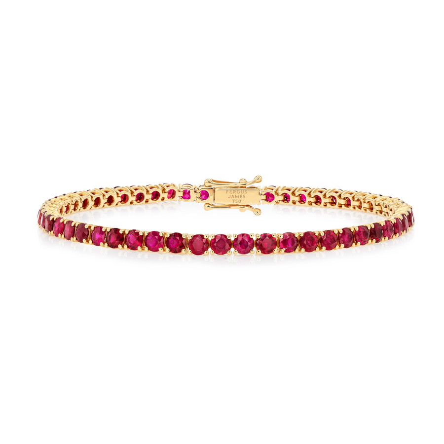 4ct Natural Ruby Tennis Bracelet Yellow Gold