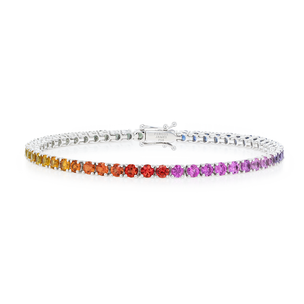 4ct Natural Rainbow Sapphire Tennis Bracelet White Gold