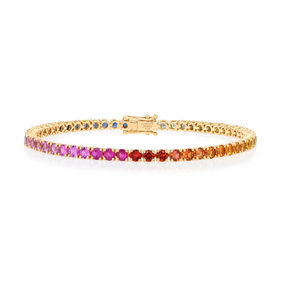 4ct Natural Rainbow Sapphire Tennis Bracelet Yellow Gold