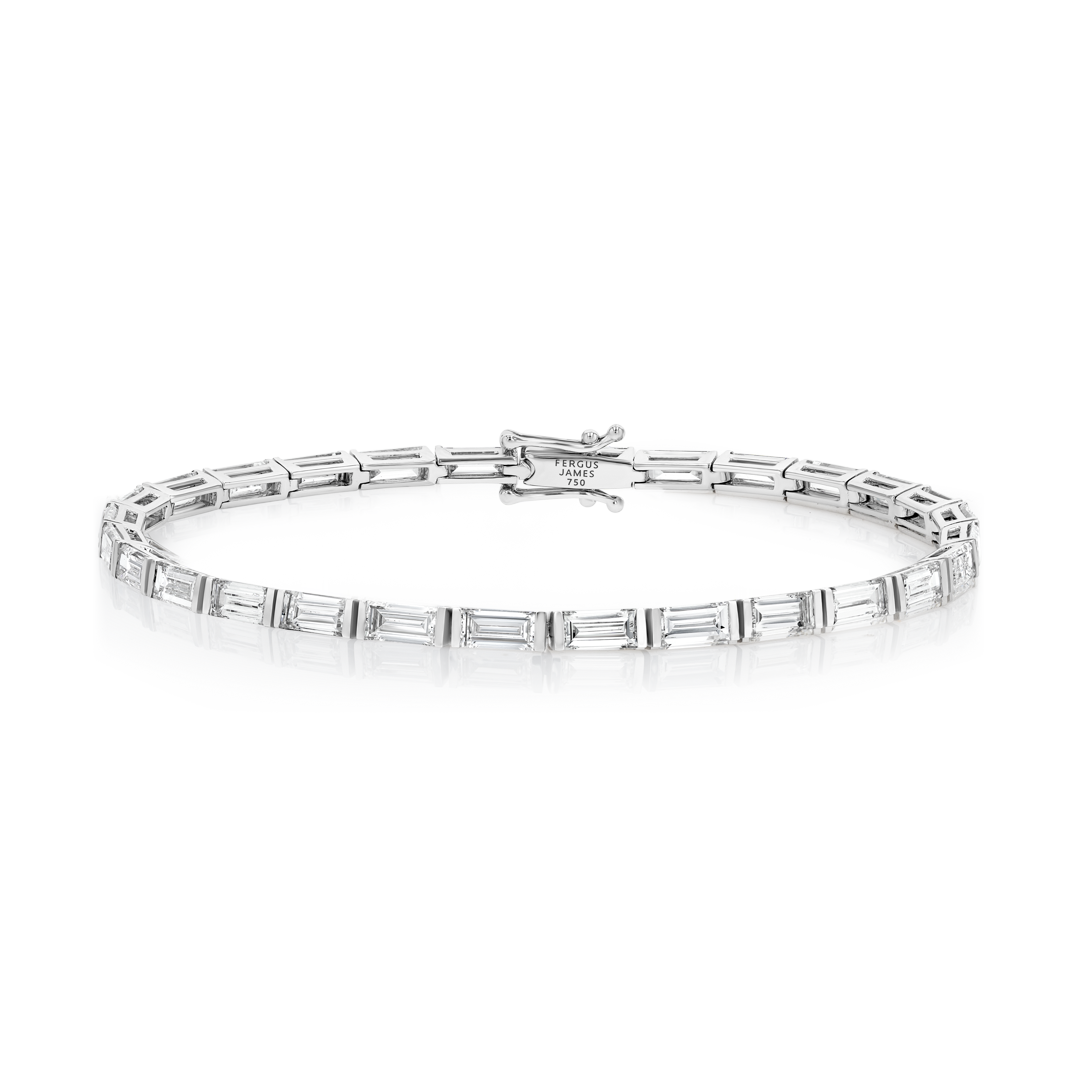 5ct Natural Diamond Baguette Tennis Bracelet White Gold