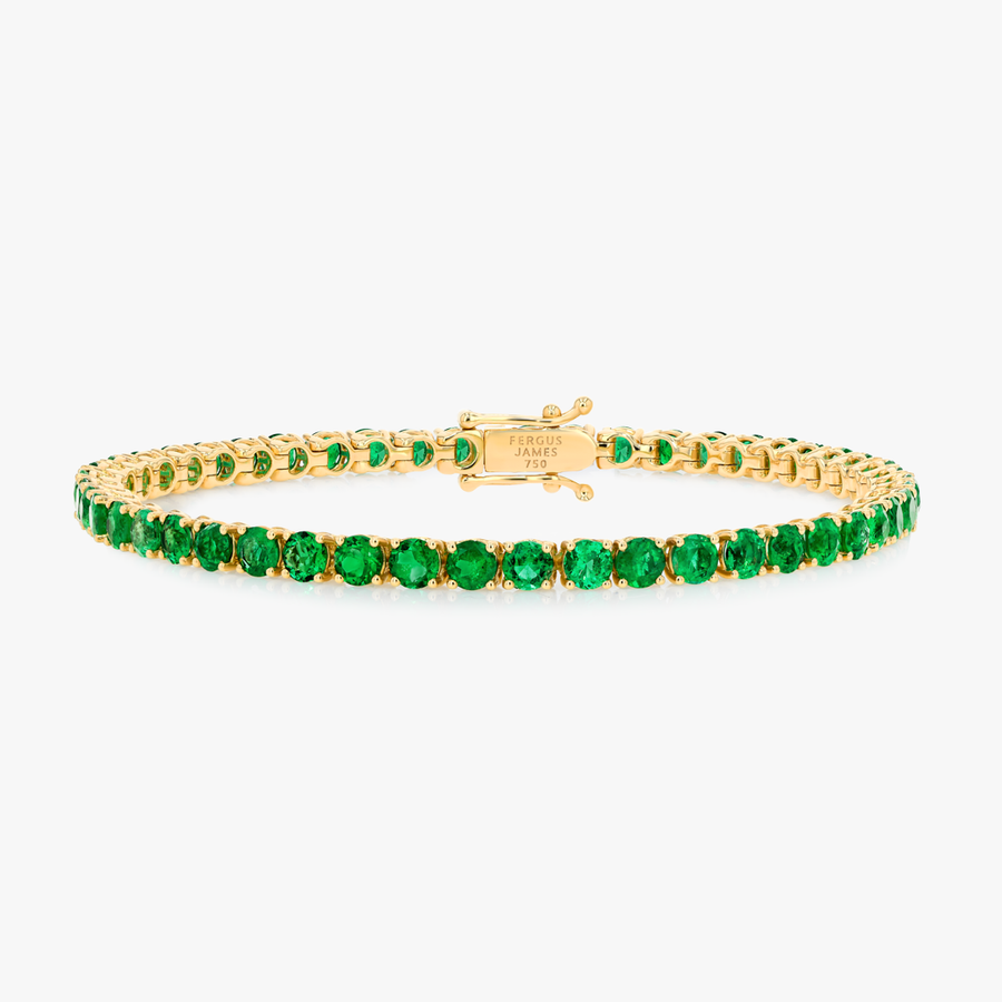 5ct Natural Colombian Emerald Tennis Bracelet Yellow Gold